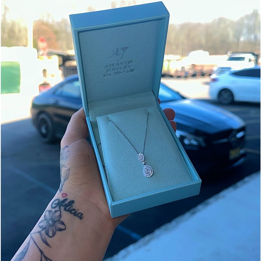 Diamond Pear Pendant, 14k White Gold